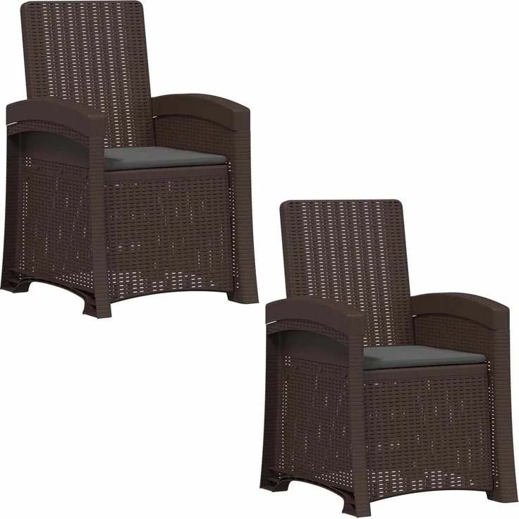 vidaXL Liegesessel Garten Rattan-Optik 2 Stk. Braun und Anthrazit PP 8012021 – Bild 1
