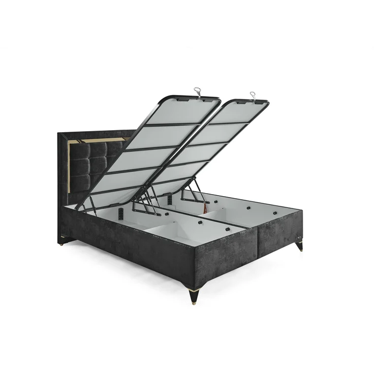 Schlafzimmer-Set "Florimella" – Bett mit Bettkasten, Nachttisch, Mit Matratze-Anthrazit – Bild 6
