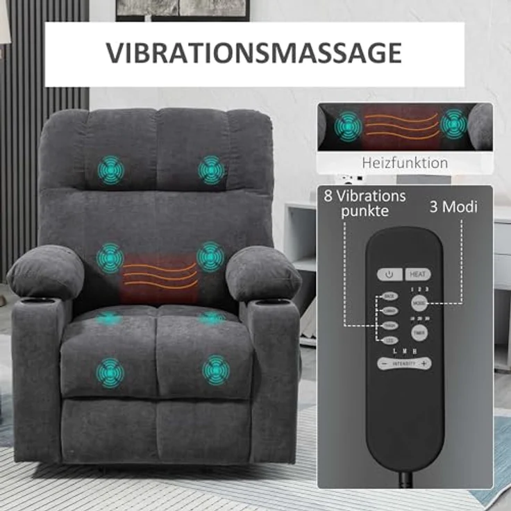 HOMCOM Massagesessel Sessel mit Aufstehhilfe, Elektrischer Kinosessel mit Massagefunktion (1-St) – Bild 10