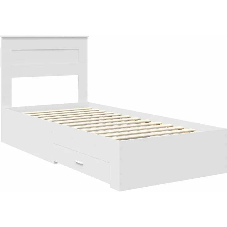vidaXL Bettrahmen mit Kopfteil Weiß 90 x 190 cm Holzwerkstoff 3410027 – Bild 3