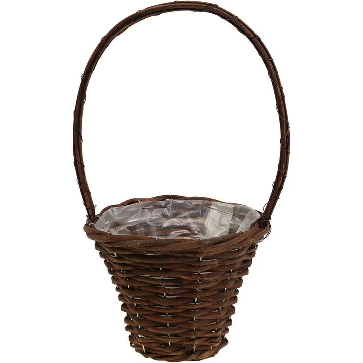 Viana Dekokorb Korb mit Henkel, Pflanzkorb Rustikal Ø24×H18cm – Bild 1