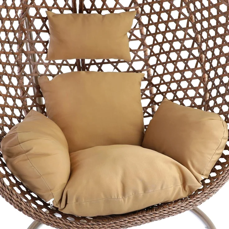 Luxus Hängesessel Style XXL Korb Gestell Braun mit Relaxkissen Braun – Bild 3