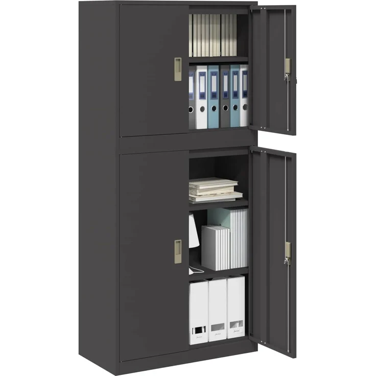 vidaXL Aufbewahrungsschrank 2 stk. Schwarz 80 x 40 x 175 cm Stahl 3438735 – Bild 3
