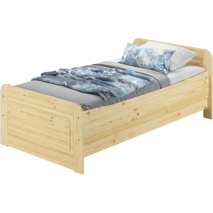 Seniorenbett extra hoch 90x220 Einzelbett Holzbett Gästebett Massivholz Kiefer Bett 60.42-09-220oR