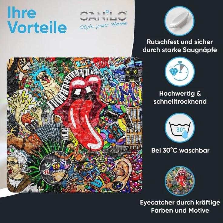 Sanilo Duschmatte mit Motiv, viele schöne Badematten zur Auswahl, rutschfeste & sichere Badematte, hochwertig, Kunststoff PVC, quadratisch, 230 extra starke Saugnäpfe, 53x53 cm, waschbar – Bild 1