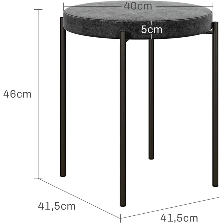 HOMCOM Esszimmerstuhl Thekenhocker mit gepolstertem Sitz, Rundhocker, Barhocker (Hocker, 4 St), für Wohnzimmer, Esszimmer, Dunkelgrau – Bild 3