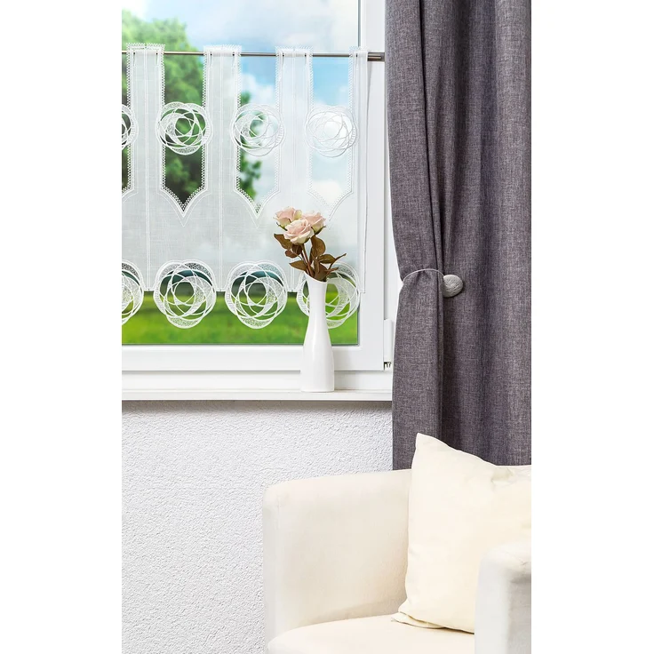Scheibengardine Plauener Spitze - Circles (Bx H) 112cm * 60cm weiß – Bild 2