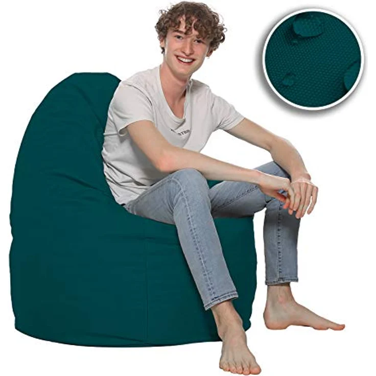 HomeIdeal - Sitzsack XXL Bodenkissen für Erwachsene & Kinder - Geeignet für Gaming oder Entspannen - Indoor wie Outdoor da er Wasserfest ist - mit EPS Perlen, Farbe:Petrol, Größe:XXL – Bild 10