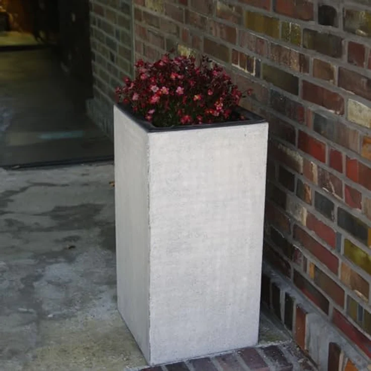 VIVANNO Pflanzkübel Fiberglas BLOCK Säule, Grau Beton-Design 30x30x60 cm – Bild 8