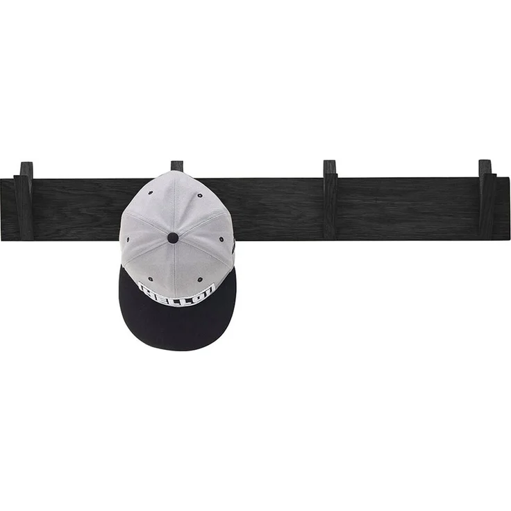 Garderobenleiste >BANTRY< 4 Haken, Eiche massiv, schwarz mit Maserung - 80x13x12cm (BxHxT) – Bild 3
