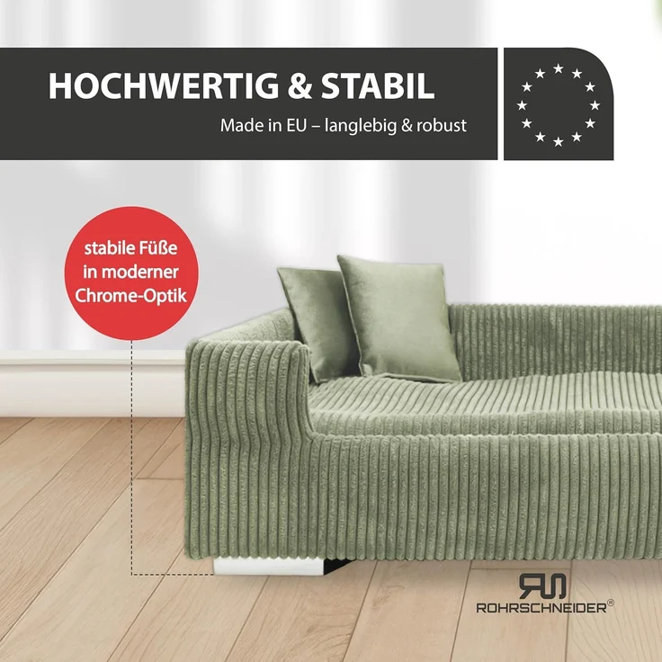 Rohrschneider Tiersofa Hundesofa Cord hoher Rand, waschbarer Bezug 4 Farben, robuster Cordstoff aus 100% Polyester, inkl. 2x Dekokissen – Bild 8