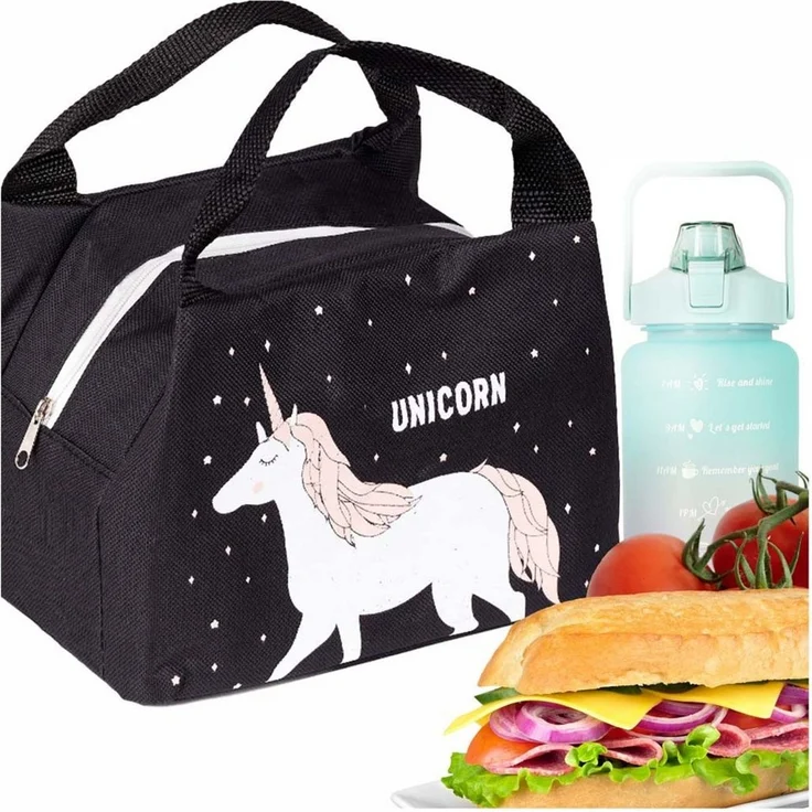 LA CUTE Lunchbox Isoliertasche Einhorn Kinder Thermotasche faltbar für Lunch & Snacks, (Einzelne Isoliertasche für Frühstück, Mittagessen oder Snacks, Kompakte Einzeltasche für Frühstück, Lunch oder Snacks unterwegs), Leichte, faltbare Isoliertasche fü... – Bild 1