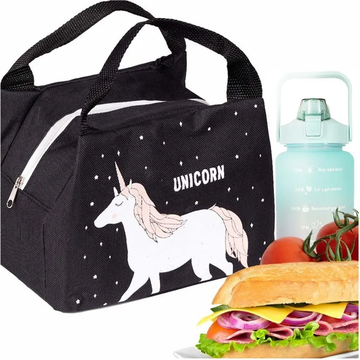 LA CUTE Lunchbox Isoliertasche Einhorn Kinder Thermotasche faltbar für Lunch & Snacks, (Einzelne Isoliertasche für Frühstück, Mittagessen oder Snacks, Kompakte Einzeltasche für Frühstück, Lunch oder Snacks unterwegs), Leichte, faltbare Isoliertasche fü...