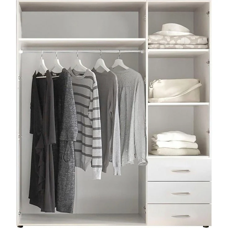 HARRY Kleiderschrank Weiß - Vielseitiger Drehtürenschrank 3-türig für Ihr Schlafzimmer - 150 x 176 x 51 cm (B/H/T) – Bild 3