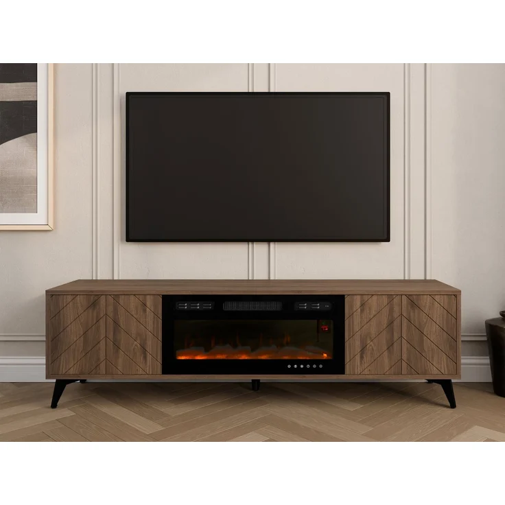 TV-Lowboard Xylix Bis 2D EF mit Elektrische Kamin (Farbe: Nuss Okapi) – Bild 3