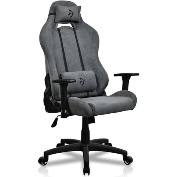 Arozzi Torretta Gaming Stuhl, Soft Fabric - grau, ergonomische 3D-Armlehnen, bis 120 kg belastbar
