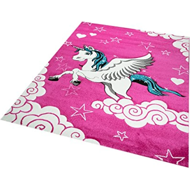 Carpetia Kinderteppich Kinderteppich Spielteppich Kinderzimmer Mädchen Teppich Einhorn Pink, rechteckig, Höhe: 13 mm – Bild 3