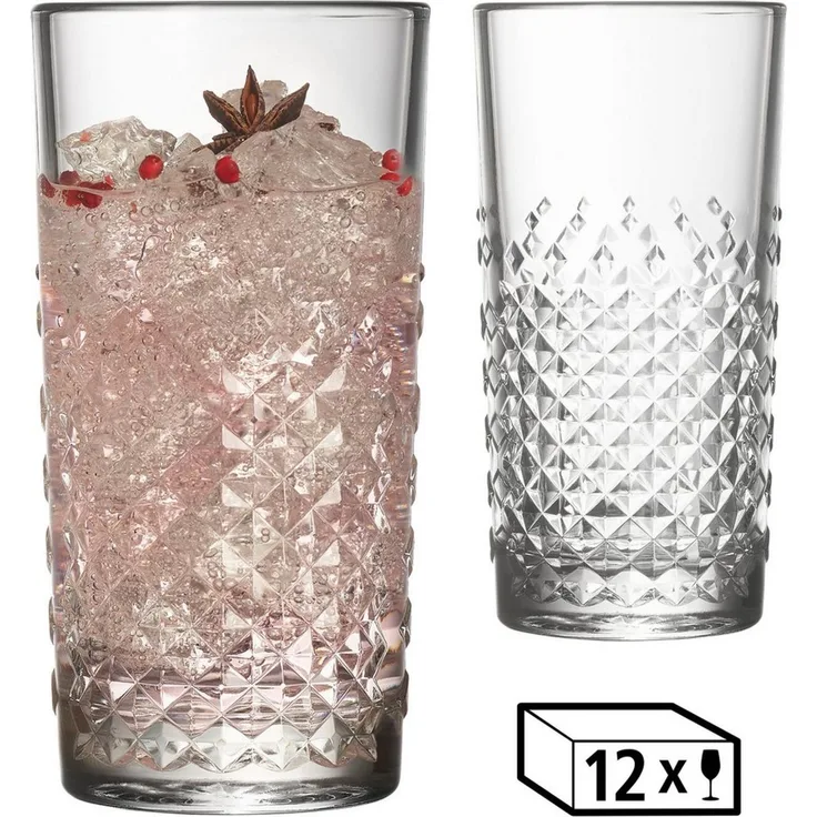 LIBBEY Gläser-Set Beverage Glas -OCULAR-, 473 ml, Ø 8 cm, H: 15,5 cm, 12er Set, 12-tlg, Glas, hochwertig verarbeitet, im modernen Design