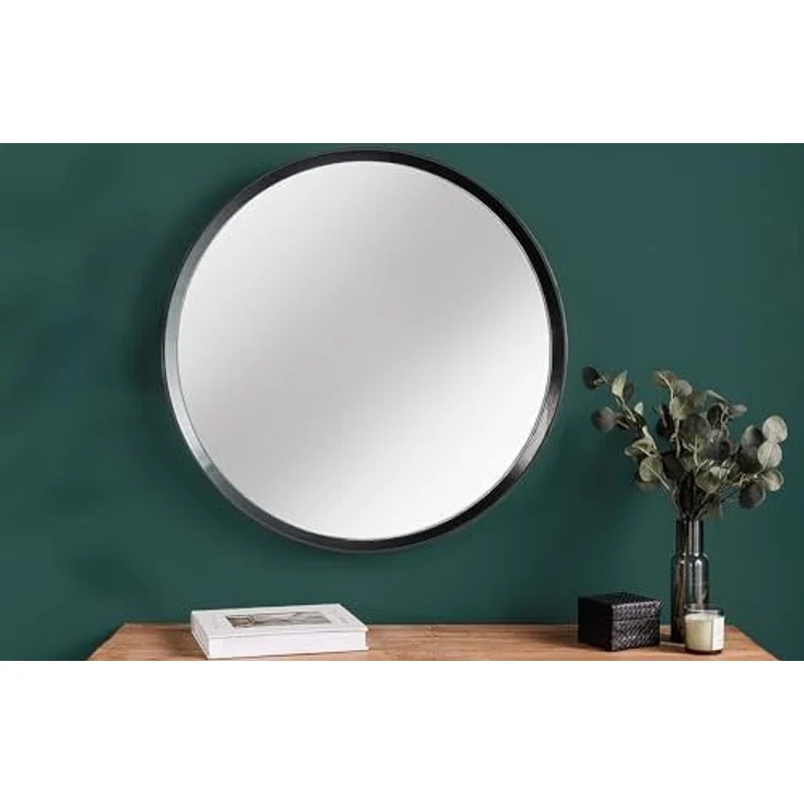 riess-ambiente Wandspiegel AMSTERDAM Ø70cm natur / schwarz (Einzelartikel, 1-St), Schlafzimmer · Eiche-Massivholz · Deko · handmade · rund · Flur – Bild 3