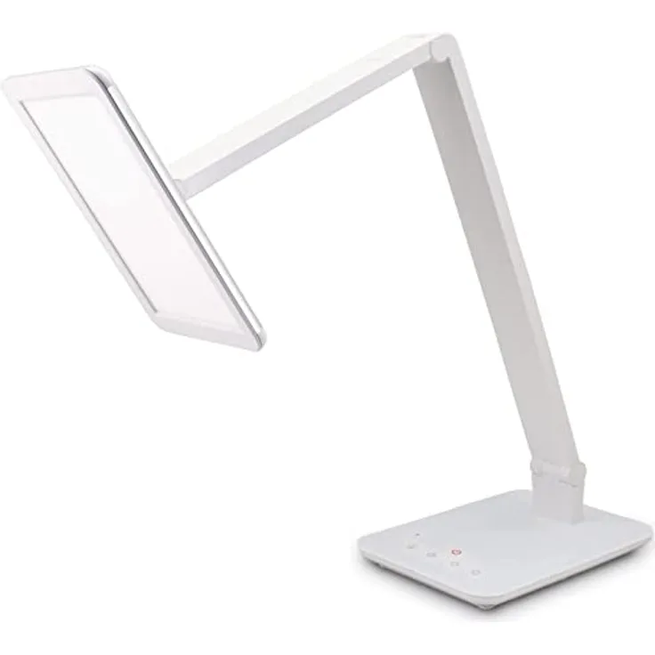 FeinTech LTL00100 LED Schreibtischlampe, dimmbar mit warmweiß bis kaltweiß Lichtfarbe, 550 lm, Touch-Funktion, USB Anschluss, weiß, 37 x 15 x 43.5 cm