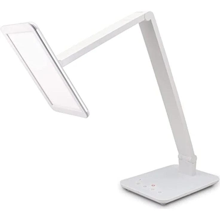 FeinTech LTL00100 LED Schreibtischlampe, dimmbar mit warmweiß bis kaltweiß Lichtfarbe, 550 lm, Touch-Funktion, USB Anschluss, weiß, 37 x 15 x 43.5 cm – Bild 1
