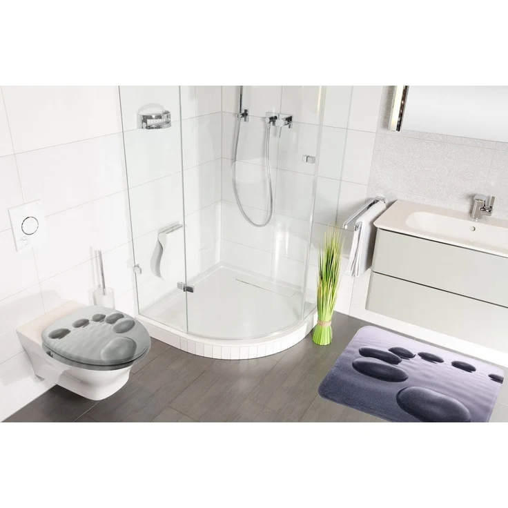 Sanilo Badematte Black Stones, rutschhemmend, waschbar, schnelltrocknend, Polyester, rechteckig, sehr weich, hochwertig & modern, 50 x 80 cm oder 70 x 110 cm – Bild 2