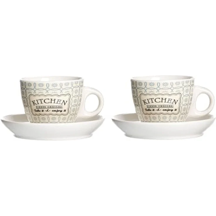 Ritzenhoff & Breker Tasse Ritzenhoff 4er Set Retro Kitchen Espressotasse 80ml Untertasse, Porzellan – Bild 4