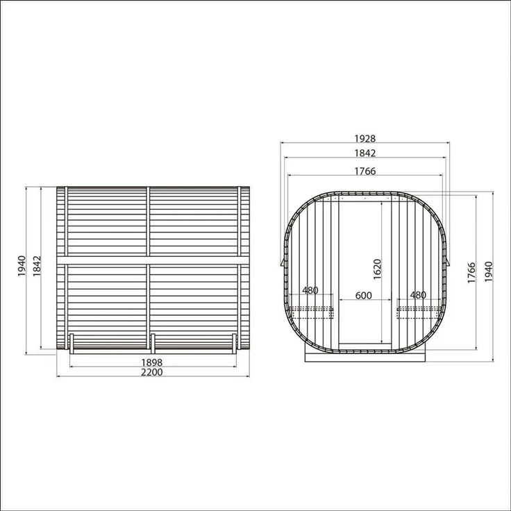 XXL Luxus Outdoor Fasssauna 194x220 cm SET Sauna inkl. 8 KW Saunaofen 4 Pers. – Bild 9