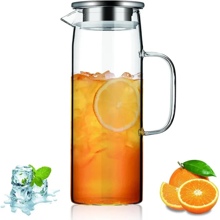 Kyraton Wasserkaraffe 1.5L Klarglas Heiß Kaltgetränke Wasserkrug Karaffe