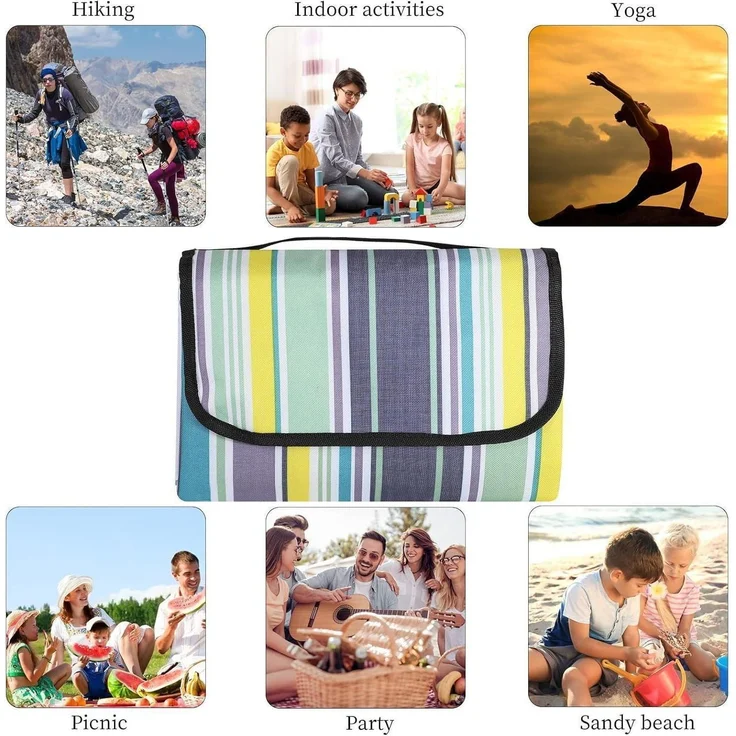 Picknickdecke wasserdicht 200x200cm Blau 200 x 200 cm (Quadratisch) – Bild 5