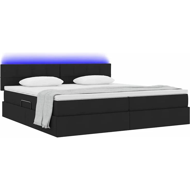 vidaXL LED-Speicherbett mit Matratze Schwarz 200 x 200 cm Stoff 3371168 – Bild 3