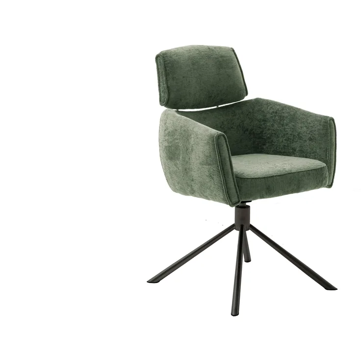 2er Set Sesselstuhl Quebec, 360° drehbar - Olive / Schwarz