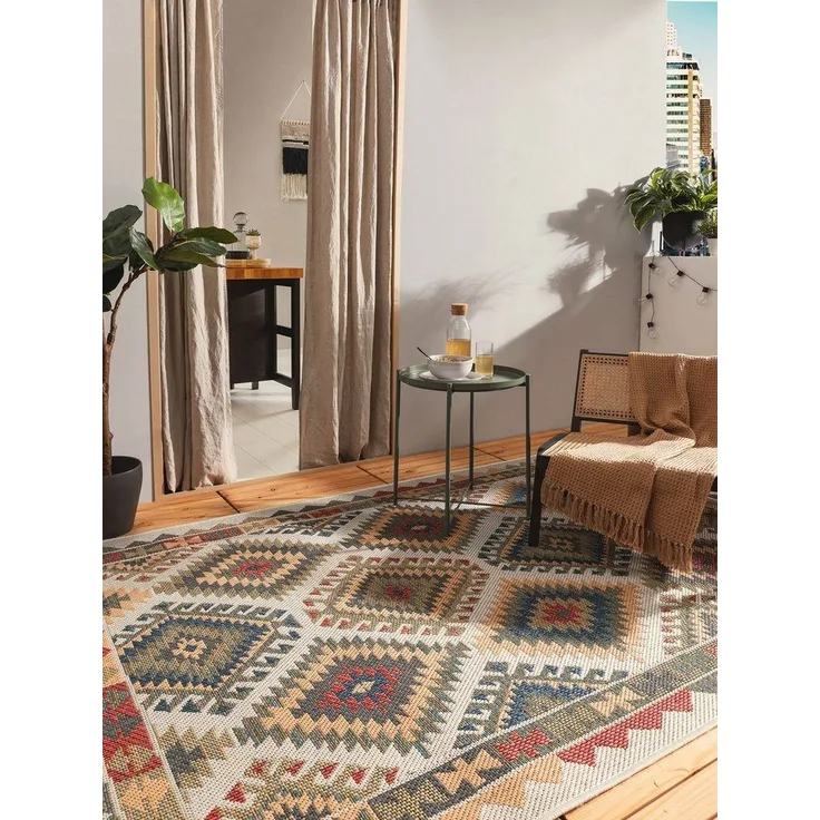 benuta Outdoorteppich Mirena, rechteckig, Höhe: 5 mm, Kunstfaser, Berber, Ethno-Style, Wohnzimmer