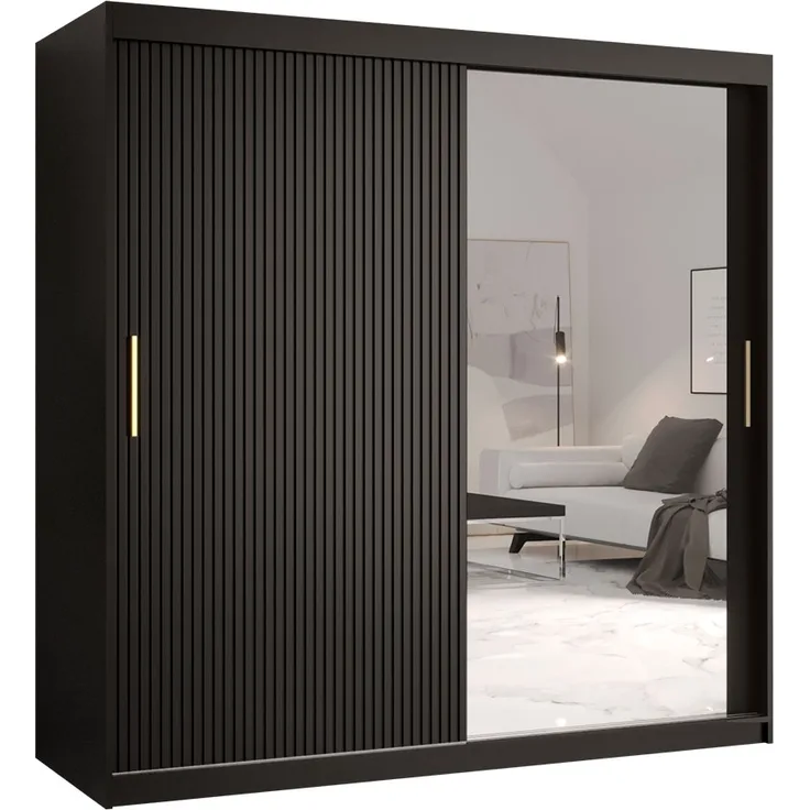 'Kirtan Slim 2' Kleiderschrank, schwarz, 180 cm