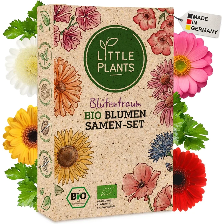 Bio Blumensamen Set - 12 Sorten Blumen Samen, Saatgut für Garten Balkon Hochbeet Blühwiese und mehr - Pflanzensamen Set