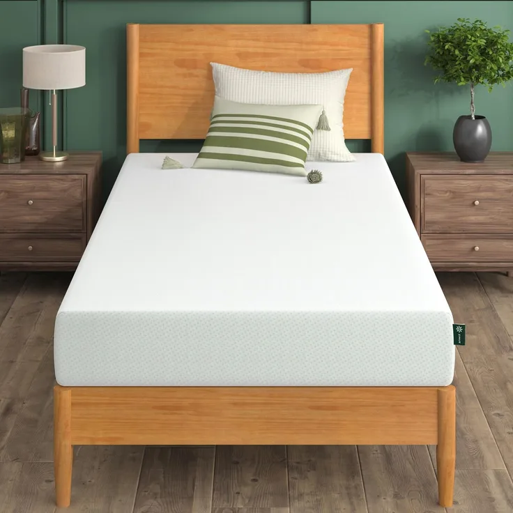 ZINUS Einzelbett-Matratze – Memory-Schaum – 90x190 cm – Höhe 20 cm – mittlere Festigkeit – orthopädische Unterstützung mit Komfortschaum – grüner Tee entworfen in britischen Standards