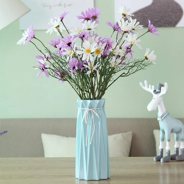 Vase Keramik Tischdeko Pampasgras Blumenvase Blau Vase 24x10x10 Cm – Bild 5
