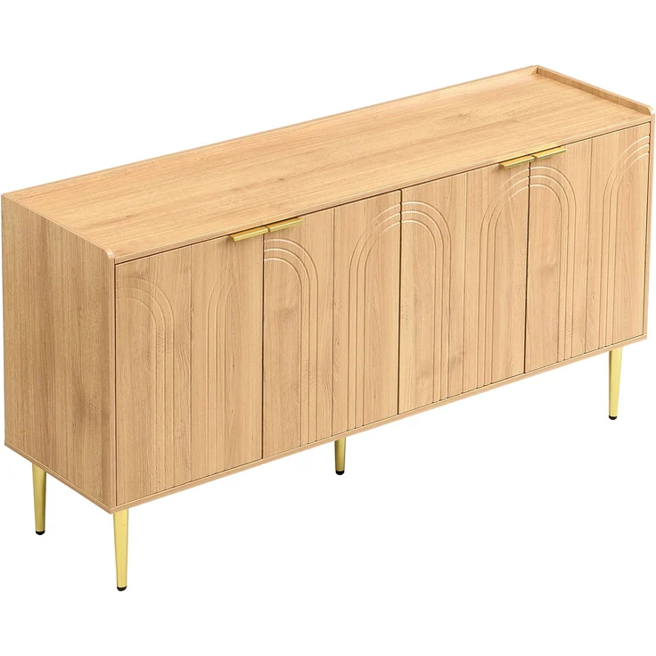 ZUBALIYA Sideboard 140x38x75 cm, aus MDF, Natur – Bild 16