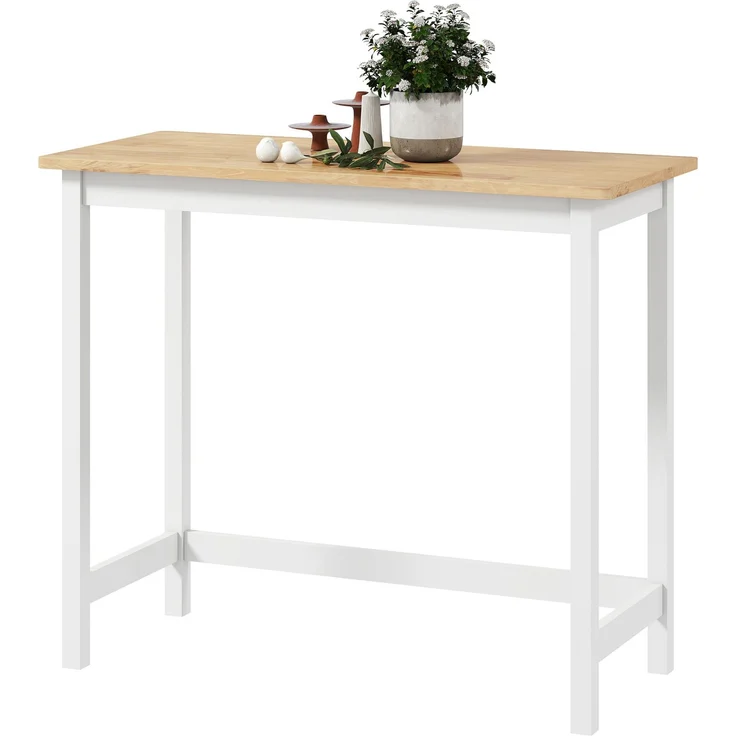 Bartisch, Eichenoptik, kompakt, Platz für 2 Personen, Naturholz+Weiß--Eiche--91x48x108cm--CHENHAONING – Bild 2