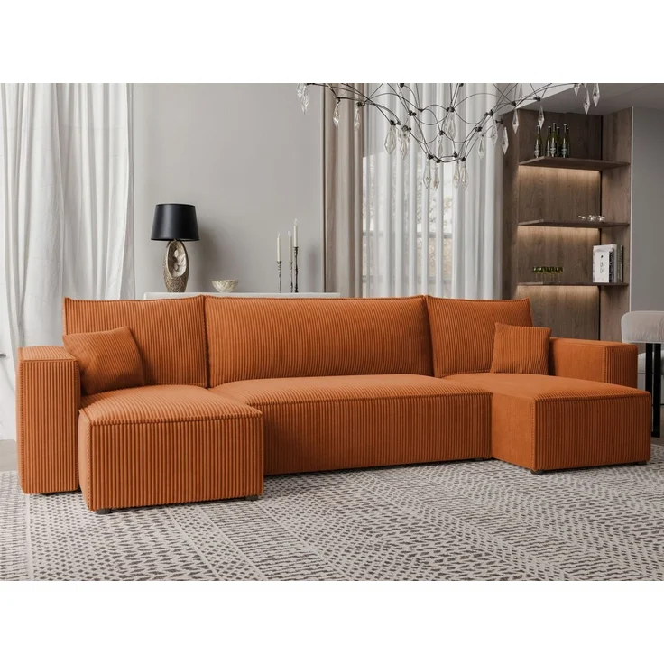 Wohnlandschaft Sofa mit Schlaffunktion ADARA in Stoff Poso Rostbraun – Bild 2