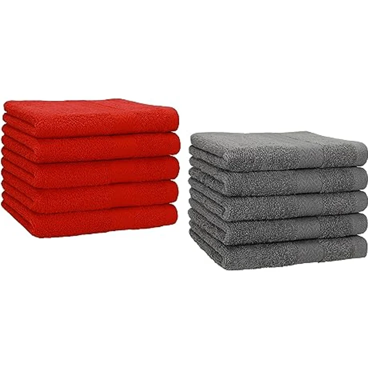 Betz Gästehandtücher 10 Stück Premium 30x50 cm Farbe rot und anthrazit, 100% Baumwolle (10-St) – Bild 2