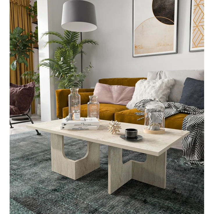 Skye Decor 'Terni - Travertine' Couchtisch, Travertin, 104 x 37 x 51,7 cm – Bild 1