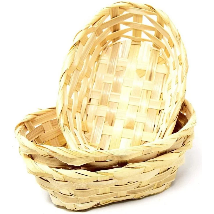 Lashuma Aufbewahrungskorb beige (Set, 3 St, 3er Set), Kleine Bambuskörbchen oval, Füllkörbe 18x13 cm – Bild 5
