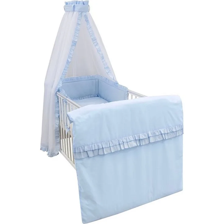 Baby-Delux Komplettbett Babybett Mia Komplettset Royal Rüsche, 10-tlg, Kinderbett 60x120 cm weiß, Bettset verschiedene Designs