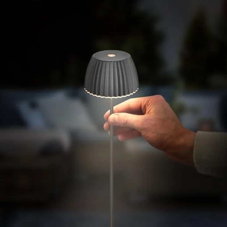 BRILONER - Riffle Mini Gartenleuchte mit Erdspieß, Akku, Touch, dimmbar, höhenverstellbar, Außenleuchte Akku, Gartenlampe, Beetbeleuchtung, Gartendeko, Wegeleuchten außen, 8,5 x 80,5 cm, Anthrazit – Bild 7