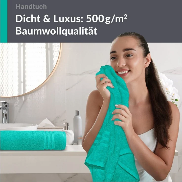 Lashuma Handtuch Set London Premium, Frottee (Set, 2-St), 50x100 cm, 100% Baumwolle, Made in Portugal – Bild 3