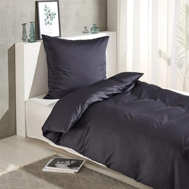 TRAUMSCHLAF Bettwäsche Pure, Mako Satin, 2 teilig, hochwertige Satin Bettwäsche – Bild 1