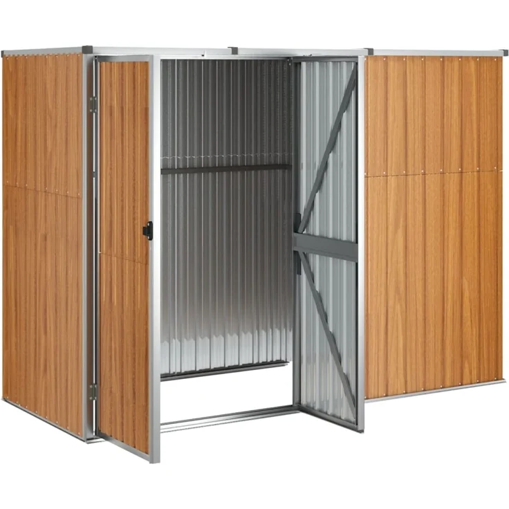vidaXL Gerätehaus Braun 225x89x161 cm Verzinkter Stahl 316216 – Bild 4