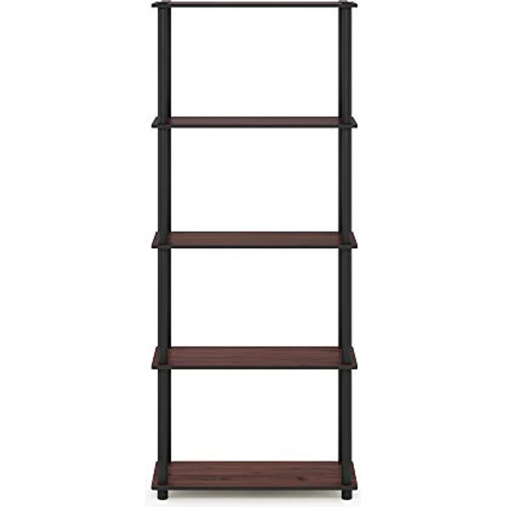 Furinno 5-Ebenen Mehrzweck-Regal, holz, Dunkle Kirsche/Schwarz, 29. 46x59. 94x145. 8 cm – Bild 7