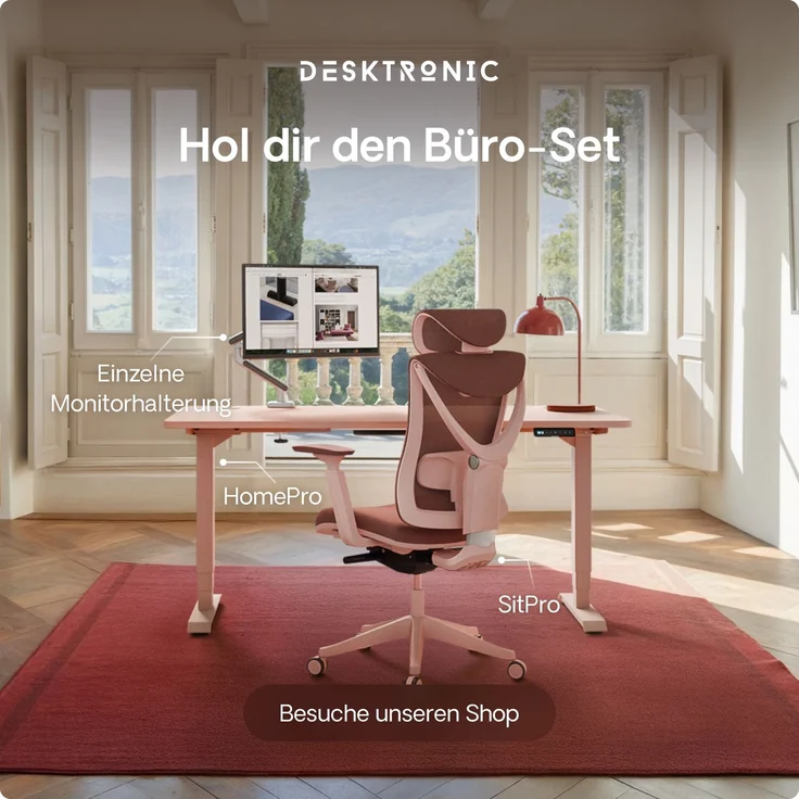 Desktronic HomePro Elektrisch höhenverstellbarer Schreibtisch 140x70cm Rosa/Rosa mit Memory-Funktion, Anti-Kollisions Technologie, USB-A und USB-C-Ladeanschlüssen – Bild 9